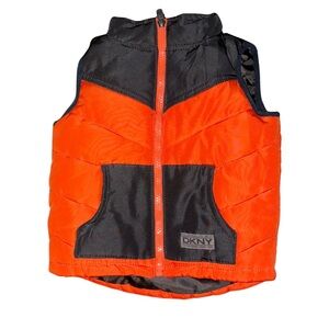 DKNY Chevron Orange and Black Puffer Vest